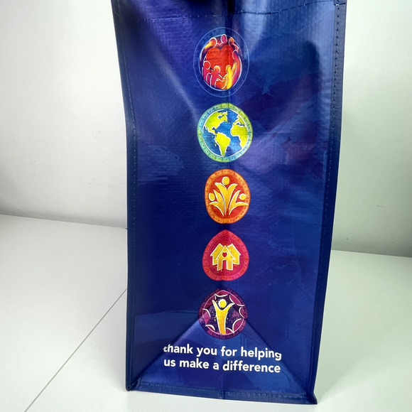 Set of 5 — Wegmans Blue Rainbow Heart Reusable Grocery Tote Bag w/ Liner NWT NEW - Picture 10 of 11
